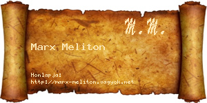 Marx Meliton névjegykártya